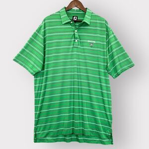 Foot Joy Casual Golf T Shirt Men‎ Size XL Green Striped Short Sleeves Collared